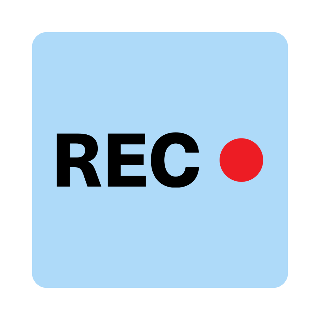 Icon with a blue background with a recording sign